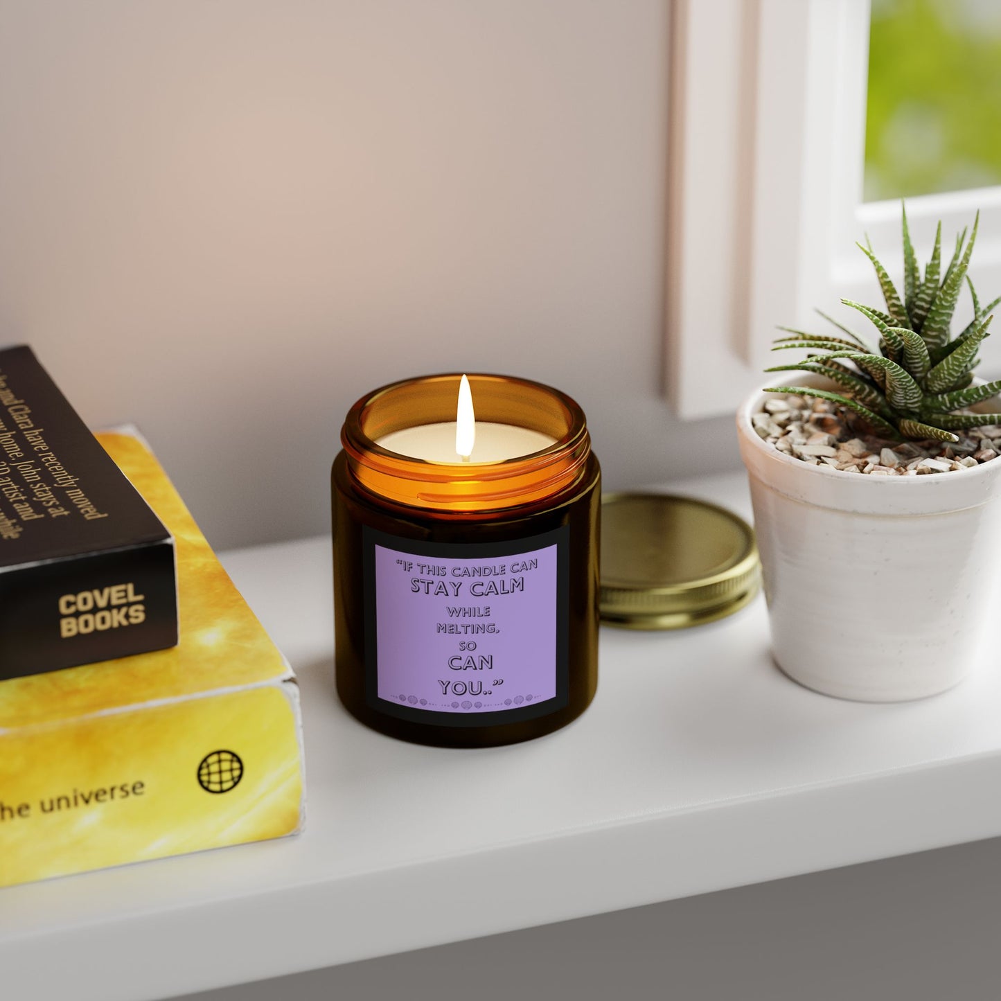 Calming Scented Candles - Coconut Apricot Wax (4oz, 9oz) - Inspirational Quotes for Mindfulness